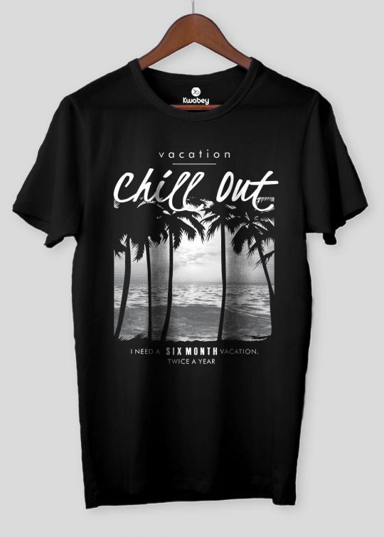 Chill Out Black Half Sleeve T-Shirt For Men