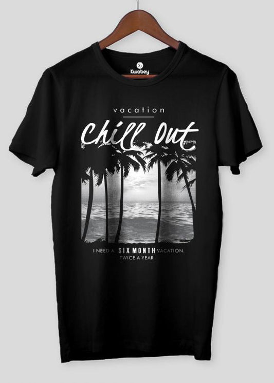 Chill Out Black Half Sleeve T-Shirt For Men