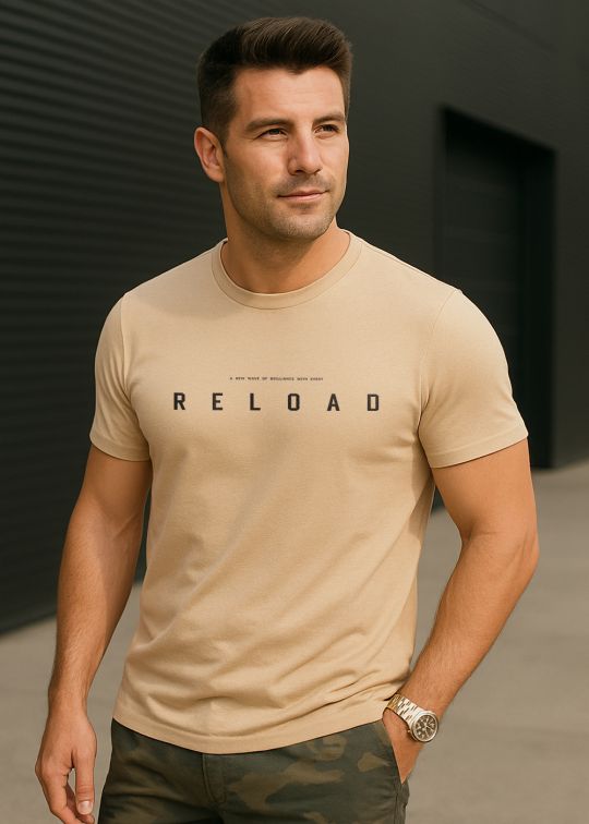 Reload Beige Half Sleeve T-Shirt For Men