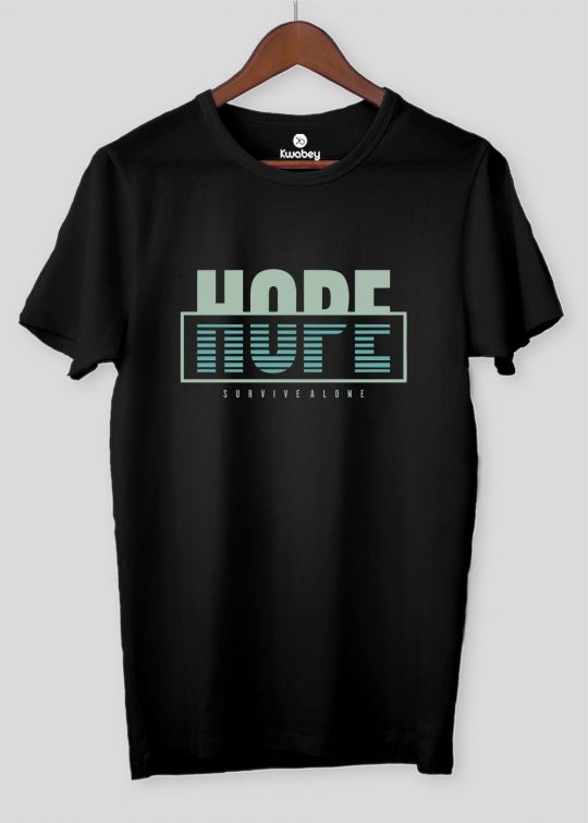 Hope Printed Black Half Sleeve T-Shirt For Men