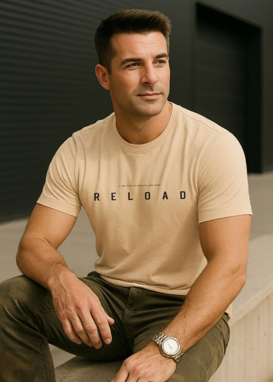 Reload Beige Half Sleeve T-Shirt For Men
