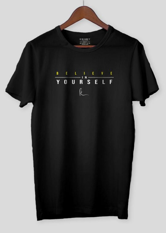 Believe in Yourself Black Half Sleeve T-Shirt for Men