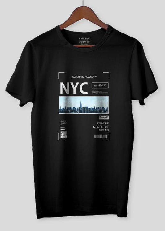 NYC Empire State Black Half Sleeve T-Shirt for Men